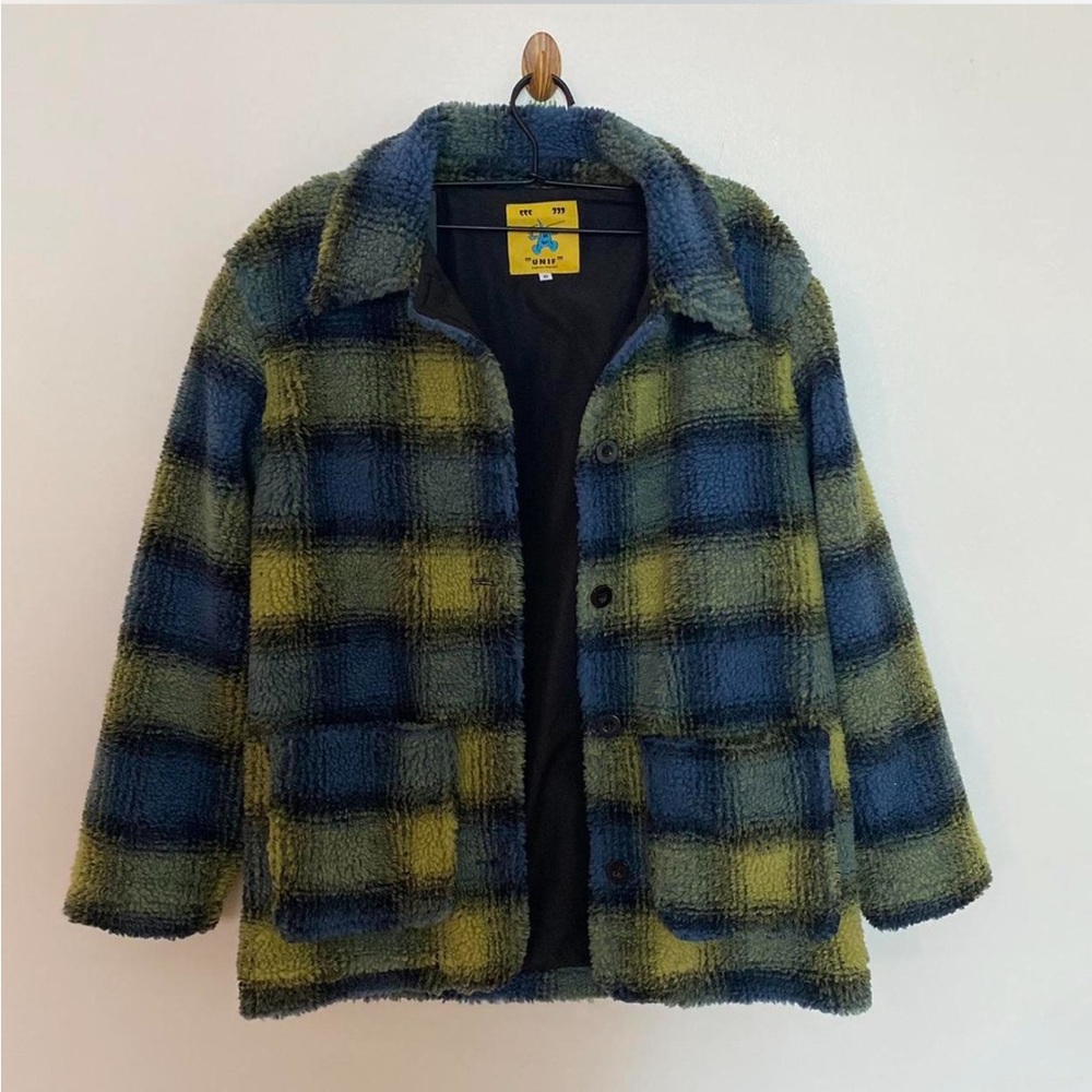 UNIF Vague Fleece Jacket in Blue and Green
